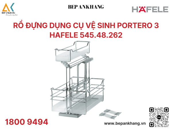 Ngăn kéo vật liệu làm sạch Hafele để lắp đế 276 x 468 x 510 mm 545.48.262